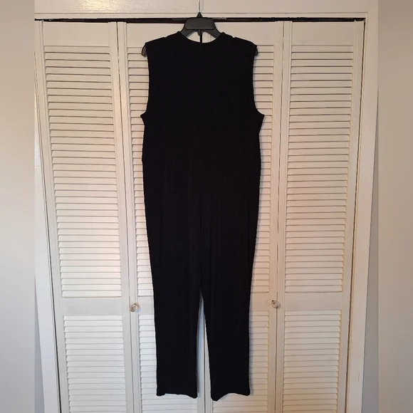 Affinity For Knits Black Sleeveless Studded Pleated Jumpsuit 2X *U - Picture 3 of 6